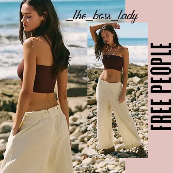 Free People wide-leg pants linen cotton lightweight boho Small
